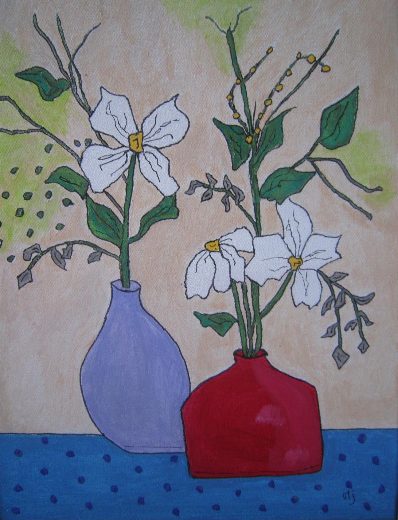 Vase aux fleurs blanches