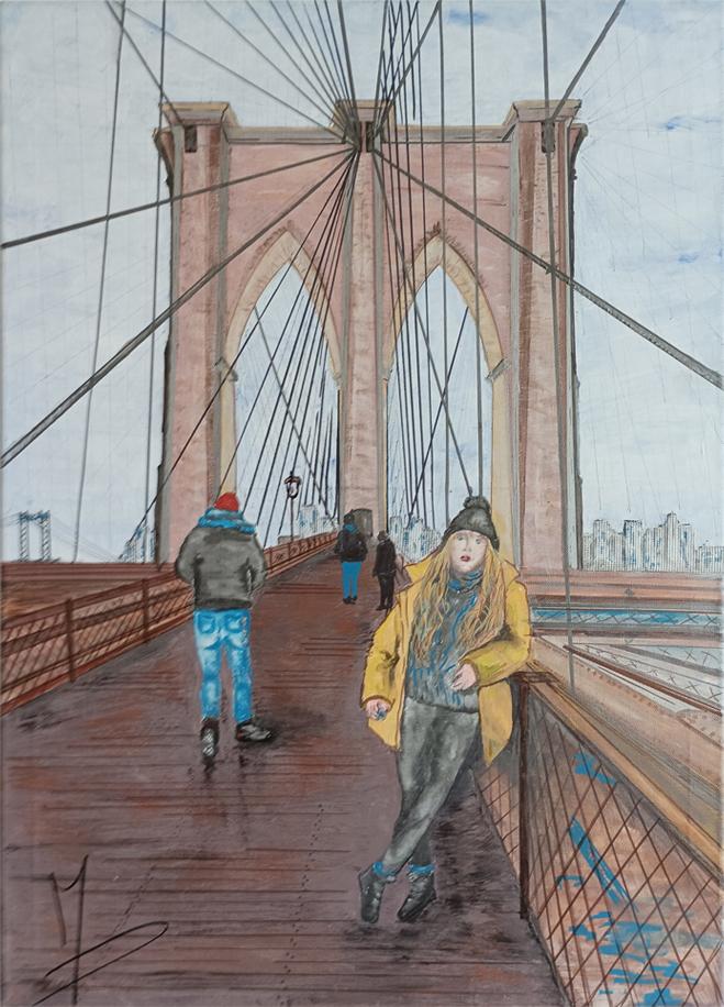 Sur le pont de brooklyn